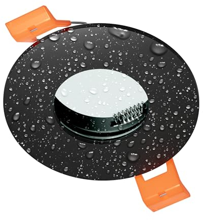 ledscom.de Bad-Deckeneinbaurahmen ERID, Feuchtraum, Badezimmer, IP44, rund, schwarz matt