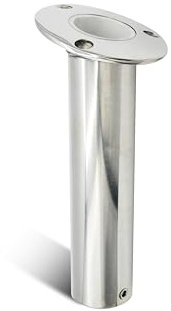 Vinland Marine 316 Stainless Steel Cast Heavy Duty 15° Angled Flush Mount Rod Holder with Drain, Boat Rod Holders, Pontoon Rod Holder, Fish Rod Holder, Cannon Rod Holders, Fishing