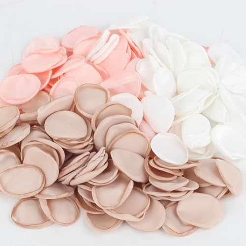 LGEGE Seidenrosenblüten 300er Set,Beige, Weiße und Rosa unechte Blütenblätter für die Hochzeit, Blumenmädchen Korb, Gang Läufer Streuung, Künstliche Rosenblüten Romantische Dekoration