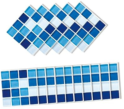 jojofuny 15pezzi Adesivi Murali Impermeabili Pvc Da Pz Design Cristallo Blu Scuro Decorazioni Per Bagno Cucina e Camera Da Letto Facili Applicare e Rimovibili