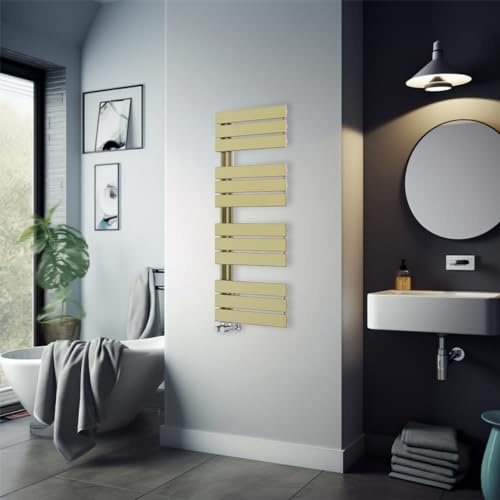 Warmehaus 1124 x 500mm Designer Heated Towel Rail Bathroom Ladder Radiator Warmer Brushed Brass