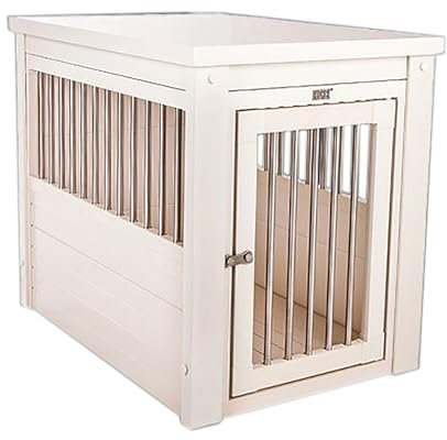 Hundebox Moderne Indoor Hundehütte für mittelgroße Hunde Indoor Hundebox für kleine Hunde 2-in-1 Hundekäfig Nachttish mit Türriegel Hundebox für Mittelgroße Kleine Hunde bis zu 40kg. ( Color : Wit , S