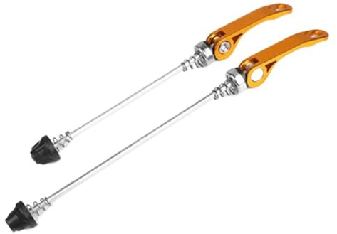 Schnellspanner Schnellspanner-Paar for Fahrrad-Radnabenspieße, extrudierte bearbeitete Mutter, Vorderspieß, Länge des Vorderspießes, hochwertiger Schnellspanner Schnellspanner Fahrrad (Color : Gold)