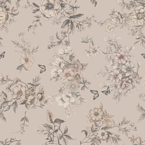 myforHD Papier Peint Auto-adhésif Fleuri Feuilles 44cmX1000cm Vintage Autocollant Amovible PVC Vinyle Film Imperméable Meuble Decoratif Salon Salle de Bain Chambre Armoire