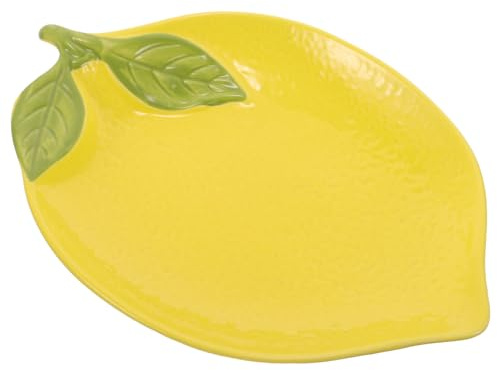 IMIKEYA Lemon Shaped Ceramic Dish 9.84 X 6.69 X 1.18 in Fruit Salad Dessert Dish Food Serving Plate for Kitchen Parties and Casual Dining Reusable Tableware