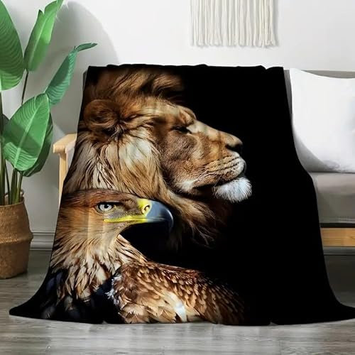 YZQGLHP Kuscheldecke 150x200 LöWe Kuscheldecken Falten Beständig Weich Flanell Flauschige Decke für Fernsehen, Auf Dem Sofa/Bett Faulenzen