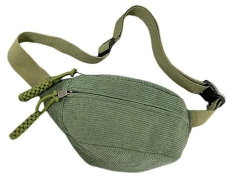 Sac Banane WEIWUXIAN en Velours Côtelé pour Femme et Homme, Vert
