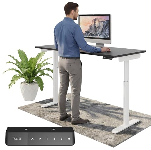 Ergotopia Desktopia One höhenverstellbarer Schreibtisch | elektrischer Schreibtisch höhenverstellbar | Bürotisch höhenverstellbar, Verstellbarer Tisch TÜV-geprüft, 7 Jahre Garantie 160x80 cm