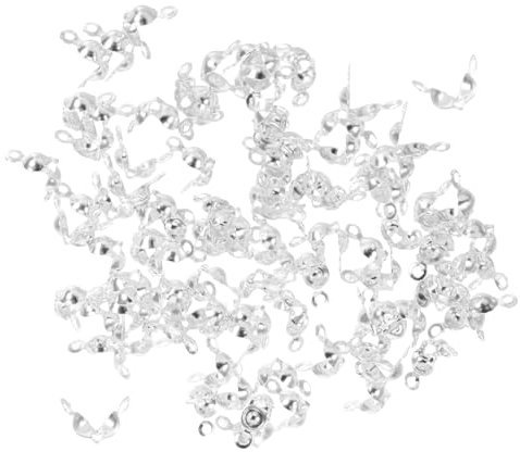 TOKIDNY 200pcs Clamshell Crimp Fold-Over End Caps Bracelet Clasps for Jewelry Making DIY End Crimps for Crafting