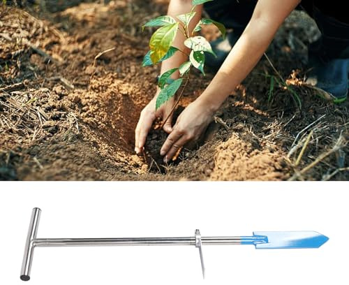 Dibble Bar Planteringsverktyg Löstagbart Rostfritt Stål T Handtag Trädplanteringsstång för Trädgård för Plantering Av Frön Lökar Lökplanterare för Plantering Av Blommor Tulpaner
