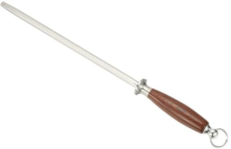 sourcing map 12 Inch Sharpening Steel Honing Rod, Diamond Sand Sharpening Rod Knife Sharpener Steel for Kitchen Knife Silver
