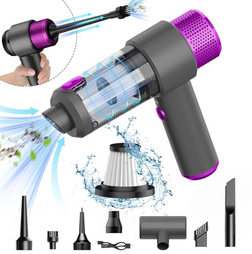 QQLIKE Cordless Handheld Vacuum Cleaner, 15000Pa USB Rechargeable Portable Lightweight 4000mAh Car Vacuum Cleaner, Wet and Dry for Car, Home, Kitchen, Pet Hair, violet