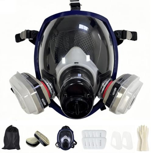 Sumeber Masque respiratoire réutilisable 16 en 1 avec filtre anti-buée anti-gaz anti-poussière masque à gaz idéal pour la peinture, le travail du bois, la construction, le ponçage, la pulvérisation