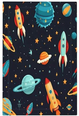 Mexpekil Childish Universe Rockets Planets Light Switch Cover, 1 Gang Single Blank Wall Plates, Decorative Outlet Covers Switchplate for Home Office