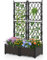 TANGZON Metal Planter with Trellis, Freestanding Raised Garden Bed with Lattice for Vine Climbing Plant Flower, Indoor Outdoor Elevated Trough Planter Box for Patio Balcony Yard (80 x 40 x 128 cm)