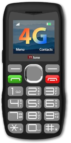 TTfone TT890 4G seniortelefon – lättanvänd stor knapp mobiltelefon med nödhjälpsknapp, USB-C-laddning, Bluetooth, kamera – O2 med £20 kredit
