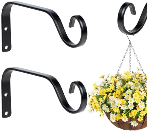 2 Stück Wandhaken für Blumenampel, Pflanzenhalter Wand Blumenkastenhalterung, Balkonkasten Halterung zum Aufhängen von Pflanzen im Freien, Pflanzenwandhaken, Laternenhaken