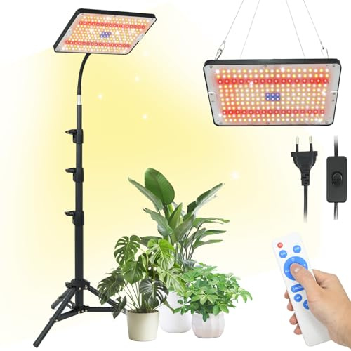 PATEMZON Lampada per Piante, Lampada Piante Coltivazione con Treppiede e Telecomando, 286 LEDs Luce di Crescita A Spettro Completo con Timer 4/8/12 Ore, Grow Light LED per Interno, Giardino, Serra
