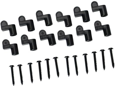 F Fityle Lot de 12 clips de fixation pour moustiquaire avec vis, hiver, protection et réparation, installation facile, robuste, fixation pour cadre de fenêtre, Noir