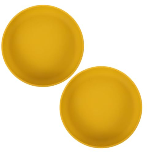 Mikikit 2pièces Assiettes Anti-déversement Silicone à Ventouse Lot de Plats Ronds Adaptés pour Bébés Personnes Âgées et Handicapées
