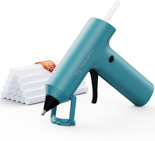 Tilswall Cordless Hot Glue Gun, Fast Preheating with 2000mAh Built-in Battery Hot Melt Glue Gun, 20 Premium Glue Sticks, Mini Glue Gun Ideal for Crafts, DIY Gift, Repairs Dark Blue