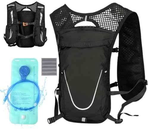 Gilet Hydratation Running pour Homme et Femme, avec Gourde d'hydratation de 2L et 2 Bandes réfléchissantes, Sac Hydratation Running pour Course Trail Marathon Cyclisme Randonné