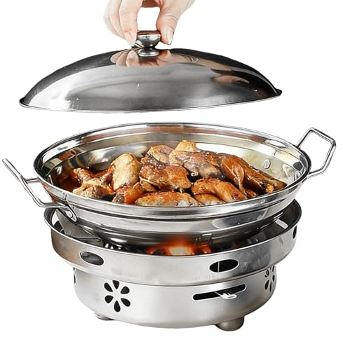 Olla de camping | Incluye cacerola y utensilios de acero inoxidable | Hornillo de Alcohol para Camping | para cocina interior y exterior, senderismo, mochila y barbacoa