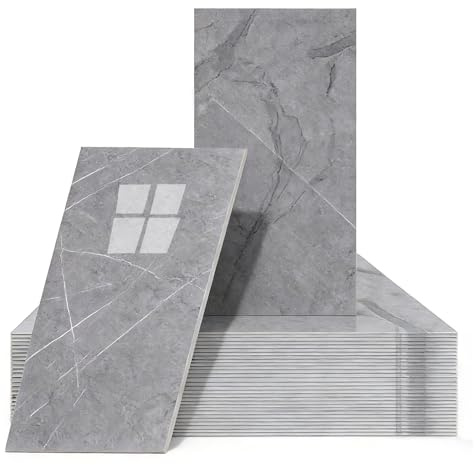 30 Pcs Grey Marble Wall Panels,15 X 30cm Waterproof Thicken Self Adhesive Wall Tiles,Stick on Tiles for Bathroom Kitchen Backsplash Bedroom