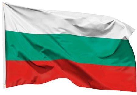 PHENO FLAGS Bandiera della Bulgaria, 90 x 150 cm, resistente alle intemperie, bandiera nazionale in poliestere, con doppia cucitura e occhielli in metallo