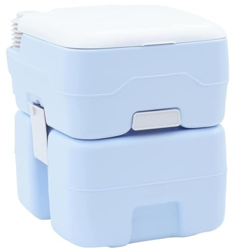 QUAHEAS Camping Toilet Light Blue and White 41.5 x 36.5 x 42 cm Portable Mobile Foldable Outdoor Travel Camping Toilet Toilet Hygienic Odourless with Seat and Lid for Woman Man Child Motorhome