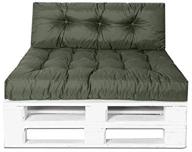 JMH Palettenkissen Palettenauflage Sitzkissen Rückenkissen Palettensofa Kissen Euro Paletten Polster MH-JC01 (120x40x10/20 cm Rückenkissen, Khaki)