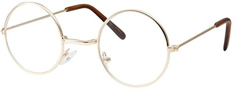 Kids Size Non-Prescription Glasses Round Circle Frame Clear Lens Costume (Age 3-10) Gold