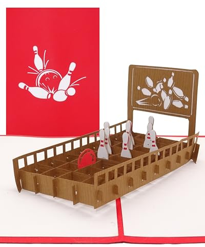 Pop Up Karte „Kegeln - Kegelbahn“ 3D Glückwunschkarte & Geburtstagskarte als Geschenk, Einladung und Einladungskarte Kegelclub & Kegelabend
