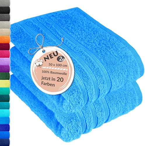 Lashuma Bad Handtuchset Baumwolle Blau - Capri, London 2X Kinder Handtuch 50x100 cm