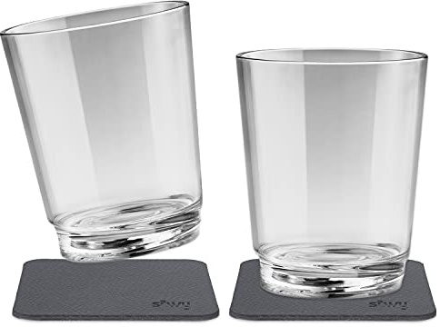 silwy® rutschfeste, bruchsichere Magnet-Trinkbecher (2er Set) in der Farbe The Classic inkl. zwei Metall-Nano-Gel-Pads für standsicheres Platzieren - perfekt für Camping und Boating