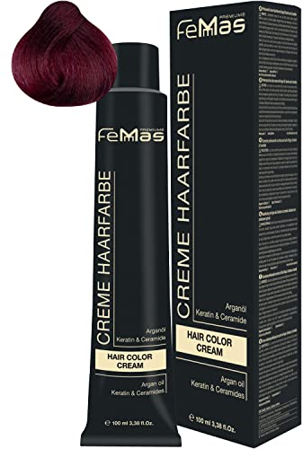 FemMas Haarfarbe Mittelblond Violett Rot 7.26 I Creme Haarfarbe mit Arganöl, Keratin & Ceramiden I dauerthafte Haarfärbung oder Tönung für strahlende Farbergebnisse I 100 ml