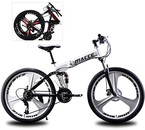 YXYBABA Faltbares Mountainbike 24 Zoll 24 Gang Fahrrad Vollgefedert MTB Schaltung Dual Disc Bremsen Mountainbike Erwachsene Mountainbike 24 Gang Drei Cutter Rad