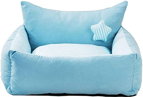 GXBCS Haustierbett Hundekissen Hundekörbchen Sofa Netter Stern Dekoration Warmes Katzenhaus Tiefschlafendes Bett 1028(Color:Blue;Size:Large)