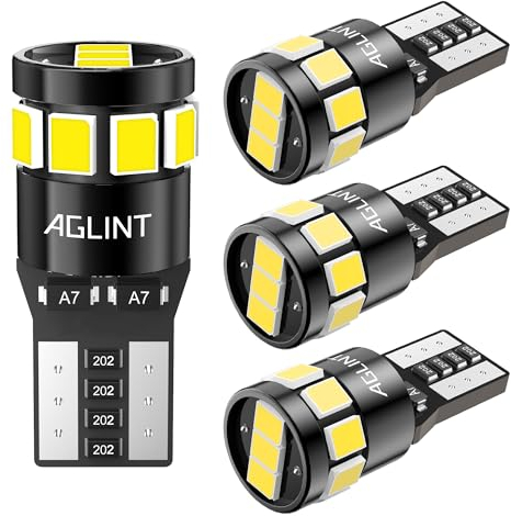 AGLINT 194 LED Bulb CANBUS T10 W5W 501 12SMD Extremely Bright 12V LED Replacement Bulbs for Car Interior Lights Dome Map Side Door Courtesy Trunk License Plate Light 6500K White 4Pcs