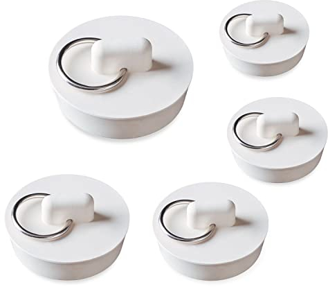 NITAIUN 5 Stück Abflussstopfen Gummi Stopper Set, 5 Größen Spülen Stopper Badewanne Drain Waschbecken Stopper Plug mit Hängenden Ring für Spülbecken Badewanne Küche und Bad