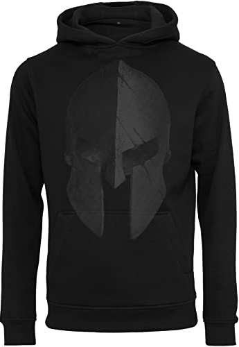 Baddery Gym Hoodie Herren - „Sparta Helm“ | Fitness Kapuzenpullover für Training & Streetwear