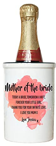 Treat Republic Personalised Miniature Champagne Bucket – Mother of Bride Theme, Ceramic Bucket, Beverage Ice Bucket, Glossy Interior | Bar Tools & Drinkware