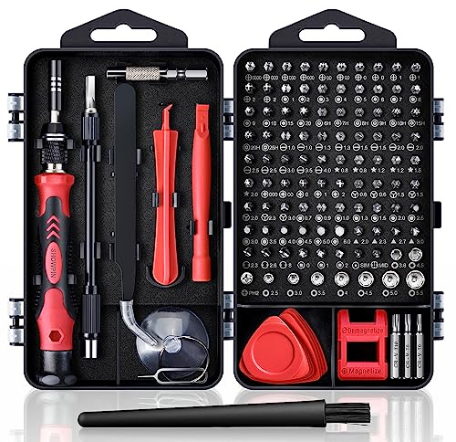 Precision Screwdriver Set, SHOWPIN 122 in 1 Computer Screwdriver Kit, Laptop Screwdriver Sets with 101 Magnetic Drill Bits, Electronics Tool Kit Compatible for Computer, Tablet, PC, iPhone, PS4 Repair
