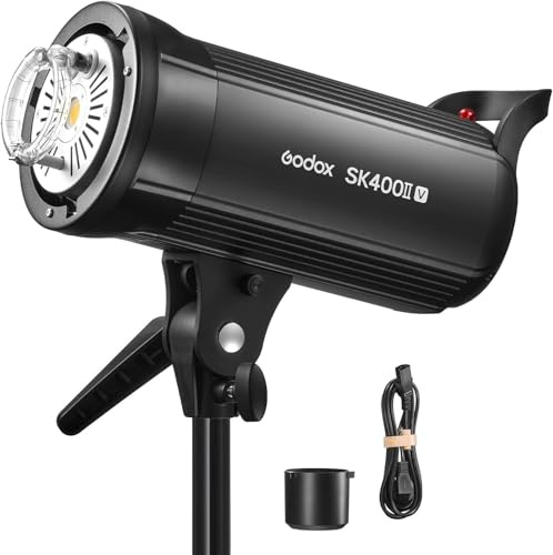 Godox SK400II-V SK400IIV 400W Studio Strobe Flash - Bowens Mount LED Modeling Lamp for Studio,Commerce Phototgraphy(SK400II Upgraded Version)