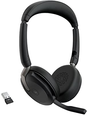 Jabra Evolve2 65 Flex Wireless Stereo Headset - Bluetooth, Noise-Cancelling ClearVoice Technology & Hybrid ANC - Certified for Microsoft Teams - Black