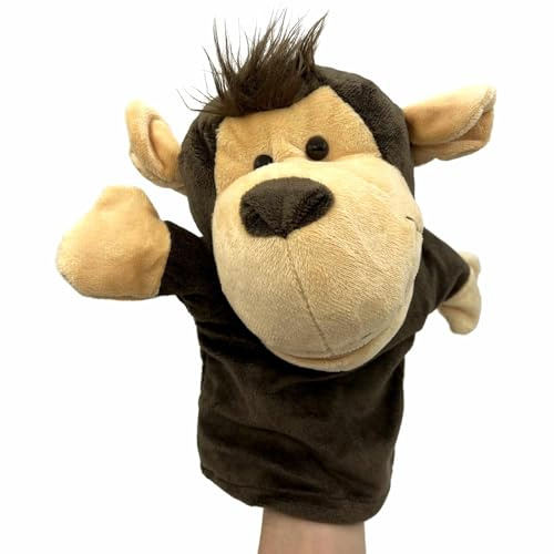 PLAYZOCO Puppet, pupazzo di mano di scimmia, pupazzo di mano di scimmia, Puppet, pupazzo di animali, giocattolo educativo, materiale cotone peluche e PP, dimensioni 25 cm, design scimmia