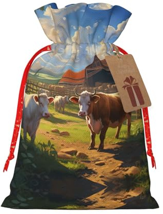 DURAGS Cattle Farm Sanctuary Geschenktasche mit Kordelzug, schicke Stoff-Geschenktüte für Weihnachten – ideal für jeden Anlass