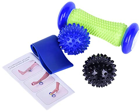 Seprendi Set di 4 pezzi di bastone da massaggio yoga in PVC con spine allenamento palla da massaggio fascia attrezzature per rulli per caviglia