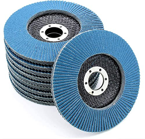BomDog Ruota per Lucidatura, Confezione da 10 Dischi Lamellari Allo Zirconio Ruota Lamellare per Levigatura Abrasiva da 125 Mm Adatta a Tutte Le Smerigliatrici Angolari da 5 (125 Mm)/80Grit