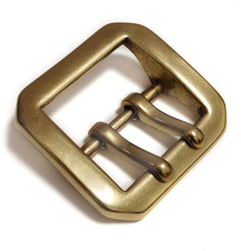 ALVYNG Gürtelschnalle aus massivem Messing, 3,8 cm, Doppelnadel
